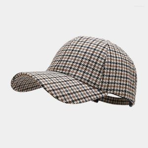 Top Caps Unisex Brown Houndstooth Beyzbol Erkekler Kadınlar İngiliz Ekose Tasarımcı Kapağı Kemik Kamyoncu Hat Casquette Homme