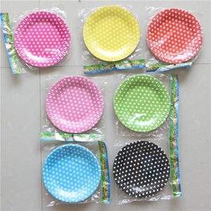 Tek kullanımlık yemek takımı doğum günü partisi yemekleri çocuklar Dekorasyon Pembe Sofra Bebek Duş Mavi/Kırmızı Polka Dot Tema Kağıt Tabaklar Malzemeleri