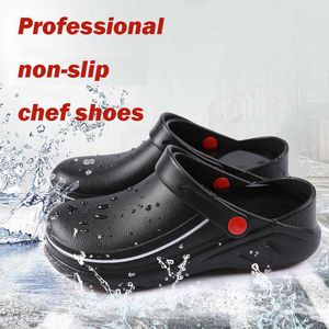 Sandalet Yüksek Kaliteli Brand Eva Unisex Terpekler Kaymaz Su Geçirmez Yağ Korumalı Mutfak İşi Şef Master Hotel Restaurant için Yemek Ayakkabıları
