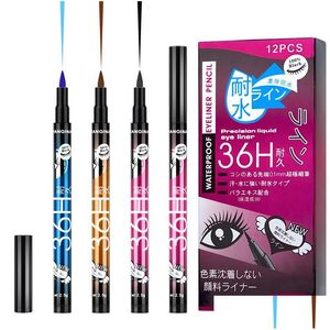Eyeliner Yanqina su geçirmez renkli kalemler ince kalem kafası 36h uzun süren doğal lekesiz gözler makyaj damla dağıtım sağlığı güzel dhszm
