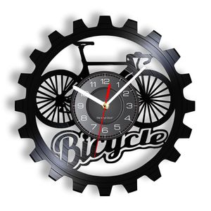 Relógios de parede Ciclo de bicicleta Vinil LP Relógio de parede para loja de bicicletas esportes de arte exclusivos Relógio de parede Bicicleta Acessórios Hobby Gream 230301
