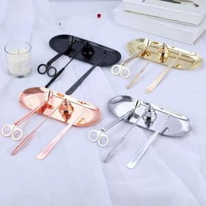 4pcs/set mum çan enfiye fitil düzeltici kanca tepsisi kepçe mum makas paslanmaz çelik söndürücü ev dekor spa araçları u0301