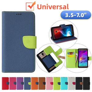 Evrensel Hibrit Tuval Cüzdan Kılıfları Flip PU Deri Kılıf Kart Yuva Örtüsü 3.5 - 7.0 inç cep telefonu iPhone 14 Pro MAX SAMSUNG S23 Ultra A14 A34 A54 Moto Oppo Huawei Xiaomi