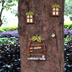 Садовые украшения миниатюрные сказочные эльф -дверь и окна светятся в темно