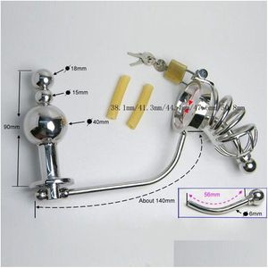 Diğer Sağlık Güzellik Ürünleri Erkek Iffet Cihazları Anal Plug Ayarlanabilir Kafes Paslanmaz Çelik Popo Boncuk Oyuncaklar Erkekler Için Damla Teslimat Dha6B