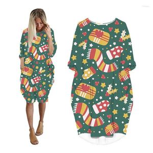 Vestidos casuais Mulheres de Natal Vintage Print Streetwear Plus Size Ladies Clothes Roupe