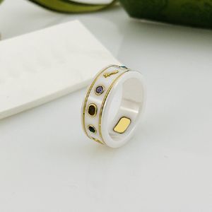 Керамическая группа кольцо с двойными буквами ювелирные изделия для женщин мужские черно -белые золотые винтажные обручальные кольца обетолечие кольца Женщина подарки