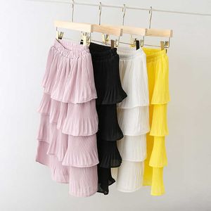 Saias, meninas, saias camadas vestido de baile 2022 verão outono branco rosa preto amarelo saia longa meninas para crianças saia para crianças