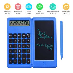 Foldable Calculator 6 Inch LCD Writing Tablet Digital Drawing Pad 12 Digits Display with Stylus Pen Erase Button Lock Function