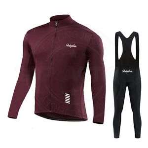 Bisiklet Jersey Setleri Bahar Sonbahar Uzun Kollu Raphaful Set Erkek Bisiklet Giysileri MTB Bisiklet Bib Pantolon Kit Ropa Ciclismo Traje 230302