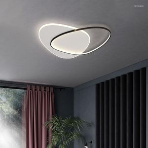 Tavan Işıkları Modern Minimalist Led Yatak Odası Lambası Siyah Beyaz Basitlik Akrilik Yüzey Montaj Paneli Işık İç Mekan Dekorasyonu Çalışma için