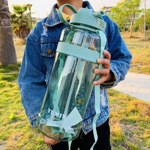 Бутылки с водой бутылка с водой большие емкости 1L2L 3L Super Bargy соломенная чашка портативная динамика пластиковая чашка космоса бутылка на открытом воздухе спортивная чайник 230303