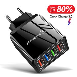 USB Charger 4 Ports EU US QC 3.0 Fast Charging Wall Charger Adapter For Samsung Xiaomi Phone Charger