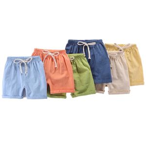 Summer Casual Shorts for Boys and Girls Thin Cotton Sports Solid Color Nickel Pants