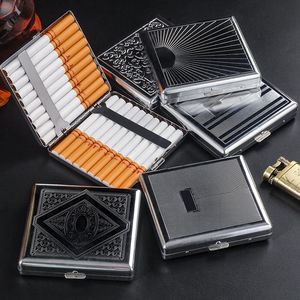 Embossing Stainless steel cigarette case 3.34*3.54*0.7inch Portable pressure resistant Coarse tobacco fashion personality storage box A0083