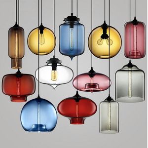 Подвесные лампы красочные стеклянные светильники 7 цветов выбор ресторанной лампы для спальни висят домашнее украшение чердак