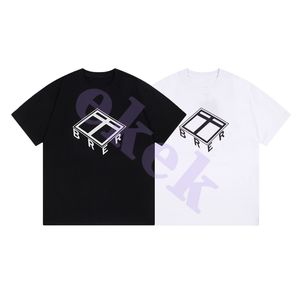 Lüks Moda Marka Erkek Tişört Kare Letter Logo Baskı Kısa Kollu Yuvarlak Boyun Gevşek Tişört Üst Beyaz Asya Boyutu XS-L