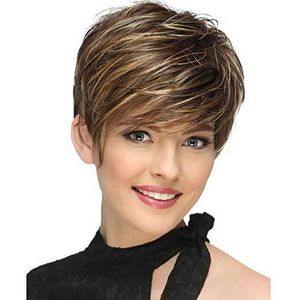 Sentetik peruk peruk kadın moda kısa saç yakışıklı doku düz kimyasal fiber mekanizma başlık yeni ürün 230303