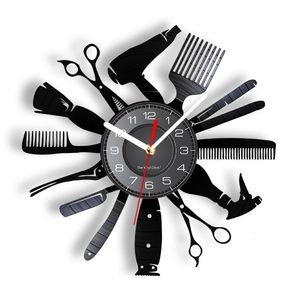 Настенные часы парикмахерские инструменты цвета смены настенные световые волосы парикмахерская декор современный настенный часы для парикмахеров 230303