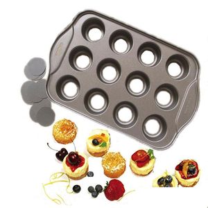 Pişirme tabakları tava yapışmaz mini cheesecake tava 12 fincan çıkarılabilir metal yuvarlak kek kek çörek fırın form kalıp bakeware desse dhkrz