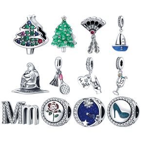 925 Pandora için Gümüş Cazibesi Yeni Noel Dizesi Boncuklu Gevşek Boncuklar DIY Multi-ızgara Takı Aksesuarları