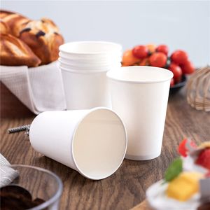 Beyaz Kağıt Bardaklar Tek Kullanımlık Kahve Sub Süt Çay Kupası Ev Ofisi İçme Aksesuarları Parti Malzemeleri