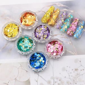 Tırnak Sanat Dekorasyonları 6 Kutular/Lazer Yaldızlı Yuvarlak Altı Boyutlu Karışık Glitter Pullar Diy Charm Pigment Pul Jel