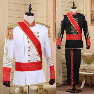 Trajes masculinos de roupas européias para guarda de vestido de vestido de tambores roupas masculinas blazers de palco masculino