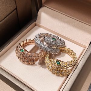 yılan yüzük BUIGARI Yılan 5A kadın için tasarımcı yüzük Altın kaplama 18K Boyut 6 7 8 resmi reprodüksiyon lüks moda takı yıldönümü hediyesi 003
