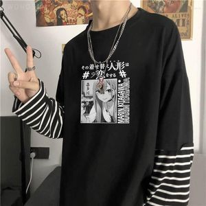 Erkekler tişörtleri kawaii kitagawa marin karikatür manga tişörtler harajuku anime benim giyinmiş sevgilim unisex cosplay üstleri büyük boyutlu şerit