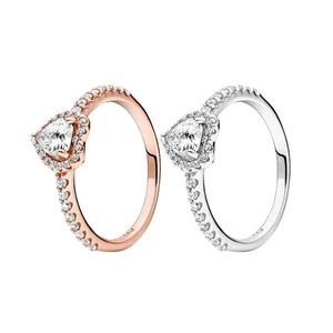 Nova coleção Sparkling elegante designer de anel de coração de zircão de zircão Solitaire Rings for Women