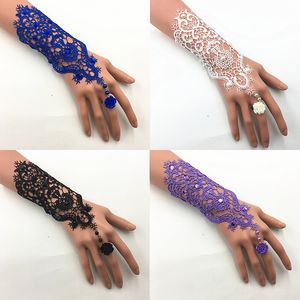 Sleevelet kol kollu 1 pair dantel İnci Rhinestones Gelin Eldivenler Bilezik Düğün Eldiven Beyaz Siyah Pembe Gelin Partisi Balo Yüzük Turbası Eldiven Eldiven 230306