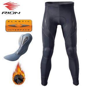 Cycling Pants RION Winter Cycling Pants Man Bicycle Fleece MTB Long Shorts Clothing Warm Tights Padded Enduro Mountain Lycra Maillot Thermal 230306