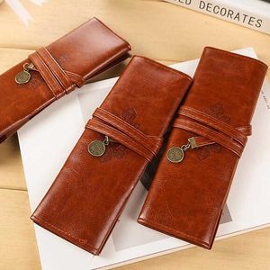 Сумки для карандашей 2pc Brown Pen Bag 1957см вверх по кожаной рубеже