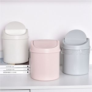 Waste Bins Mini Desktop Bin Small Trash Can Tube with Cover Bedroom Trash Can Garbage Can Clean Workspace Storage Box Home Desk Dustbin 230306