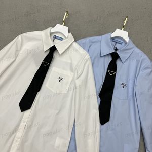 Kadın Bluzlar Gömlek Tasarımcı Üçgen Kravat Kadın Üstler Tasarım Baskı Mektubu Beyaz Bluz Yaz Bahar Ceket Kaliteli Giysiler