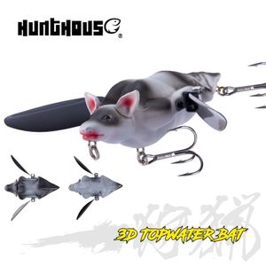 Yemler Hunthouse Bionic 3D Yarasa Yapay Kalem Yem Yüzen Topsu Yüzey Balıkçılık Cazibesi Wobbler 95mm 28G Krankbait Bas Tackle 230307