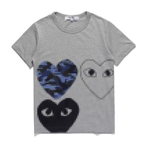 Tasarımcı Tee Erkek Tişörtleri CDG Com Des Garcons Üç Kalp Kadın T-Shirt Tişört Gri Boyut Büyük