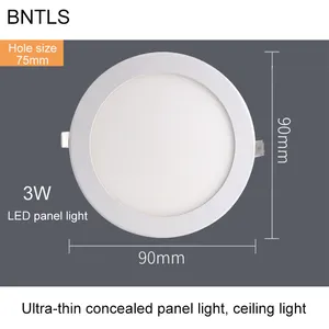 Downlights 3W 6W 9W 12W 15W LED İnce Yuvarlak Panel Işık Ultra Gizli Tavan Downlight Mutfak Entegre Gömülü Düz Lamba