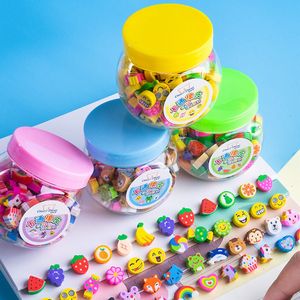 Erasers 50pcsset Borracha de borracha fofa Lápis de fruta criativa Mini Kawaii Papelary Kids Student Office Supplies Christmas 230306