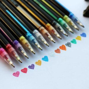Jel Pens 12pcsset jel kalem seti parıltılı jel kalem renkleri sanat diy mürekkep scrapbooking okul ofisi için çizim kalemleri yetişkin renklendirme j230306