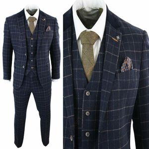 Erkek Suit Blazers yakışıklı erkekler düğün için smokin üç parça lacivert glen ekose damat gelin özel yapılmış sağdı