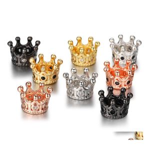 Пространства 24 пнн/лот металл cz король короны проставки бусинки для ювелирных украшений кубический цирконий с кафом