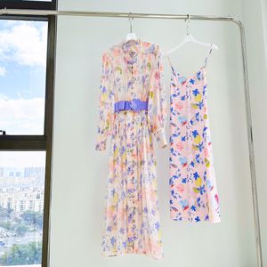Casual Dresses 2023 Australian designer designs new spring and summer dresses made of wrinkled silk and printed with colorful flowers and butterfly patterns 01