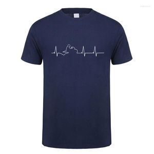 Erkek Tişörtleri Kalp Atışı Motor Gömlek Moda O Yığın Kısa Kollu Pamuk Motosiklet T-Shirt Erkek Giyim Üstleri TM-022