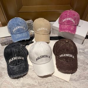 Kadın Denim Malzeme Yaz Tasarımcı Top Kapakları Çift Tatil Seyahat Mektubu Baskı Yıkanabilir Eski Stil Casquette