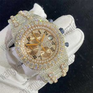 Designer Watches Mossanstone Exclusive Custom Diamond Watch Watch Pass Diamond Test Automatic Movement 41MM Waterproof Stainless Steel Rimless Inlaid