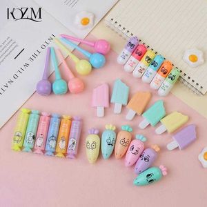 Avantajlar 6pcslot sevimli karikatür kedi vurguları okul ofis kırtasiye öğrencileri çizim malzemeleri kawaii dondurma mini boya işaretleyici kalem j230302