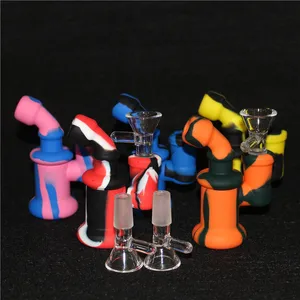 Nargile Silikon Ağızlık Cam Bongs Mini Silikon Nektar Konsantresi Dab Saman Boruları Yağ Donanları Sigara Boru Teçhizatı