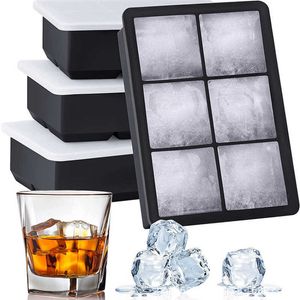 Ice Cream Tools 46815 Grids Big Ice Tray Mold Ice Maker Food Grade Silicone Ice Cube Mold Square Mold Diy Bar Pub Wine Ice Cube Maker Z0308